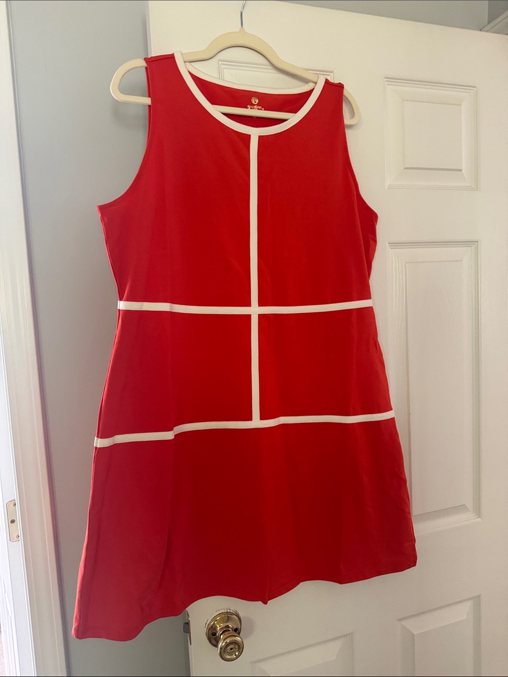Spartina 449 Red Sleeveless Shift Dress with Cream Trim